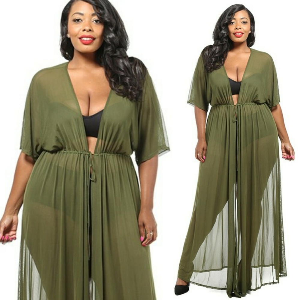 NEW PLUS MESH MAXI COVER UP - Picture 1 of 2